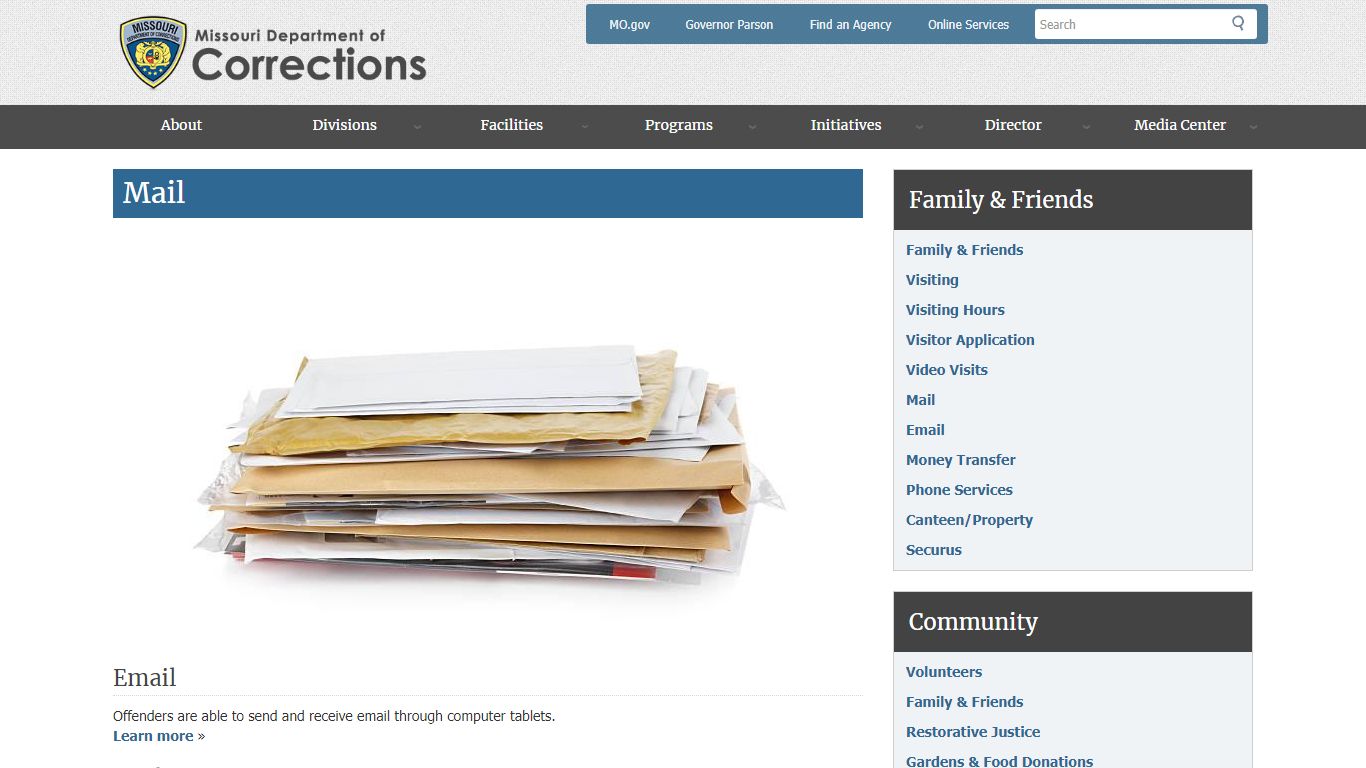 Mail | Missouri Department of Corrections